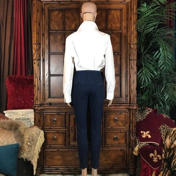 NWOT Motto Dark Wash Hollywood Waist Top Seamed Stretch Ankle Jean - Picture 4 of 10